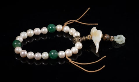 Chinese Sea Pearl, Jade Prayer Beads