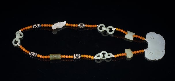 Estate Chinese Export Jade Pendant Necklace
