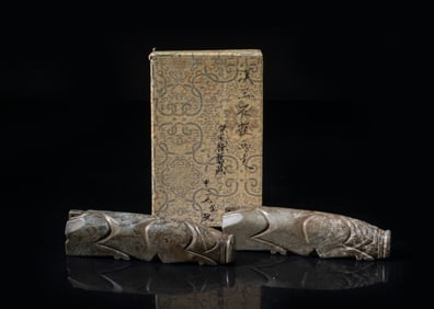 Two Large Chinese Jade / Stone Paper Weights