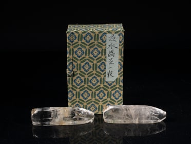 Two Chinese Rock Crystal Paper Weights