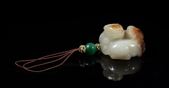 Chinese Russet Jade Toggle of Beast