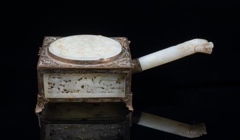 Chinese Export Jade, Brass Box