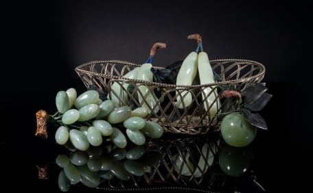 Chinese Export Jade Fruits Basket Sets