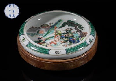 Large Chinese Export Porcelain Brush Washer