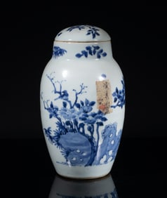 Chinese Blue & White Porcelain Tea Jar