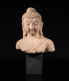 South Asian Sand Stone Buddha Head Sculpture