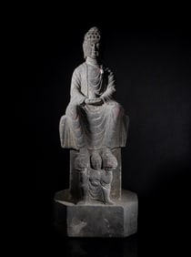 Estate Chinese Stone Carved Sculpture of Buddha