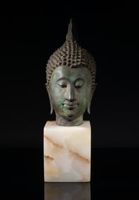 18th South Asian Large Bronze Buddha Head