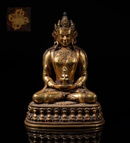 Chinese Gilt Bronze Cabinet Buddha