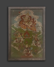 Large Chinese / Tibetan Embroidered Tangka