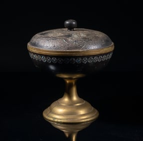 Chinese Lacquer Inlaid MOP Tall Bowl