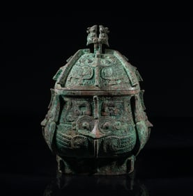 Estate Chinese Bronze Covered Pot