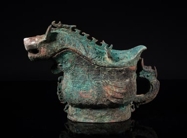 Large Chinese Bronze Covered Pot