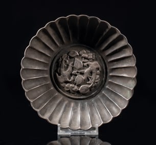 Rare Chinese Silver Lotus Plate