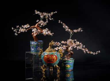 Chinese Cloisonne Bonsai & Censer Sets