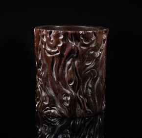 Chinese Export Wood Brush Pot