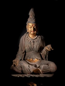 Massive Chinese Painted Wood Buddha