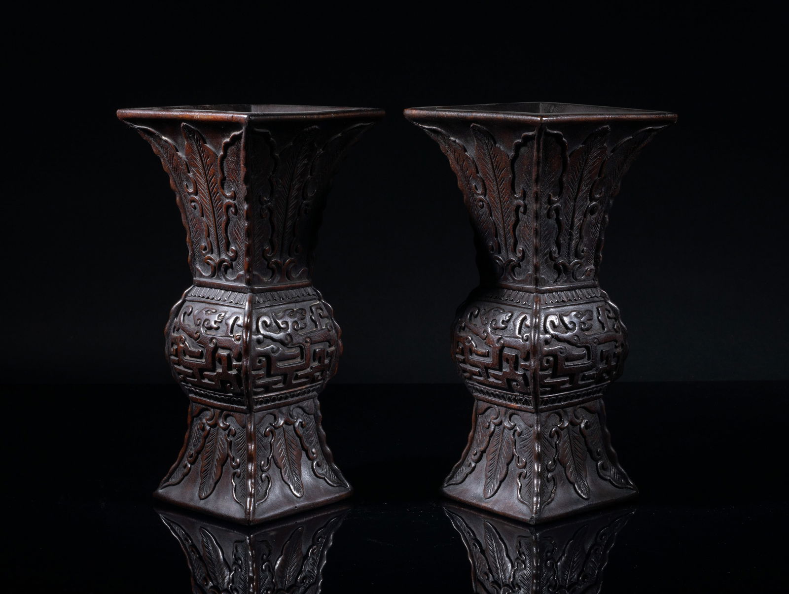 Pair Chinese Bark of Agarwood Vases (1 of 15)