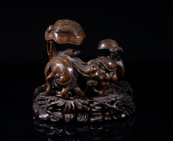 Chinese Bark of Agarwood Sculpture on Stand