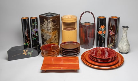 Estate Large Set Japanese Lacquer & Decors