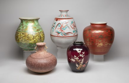 Estate Set Vintage Japanese Large Porcelain Vases