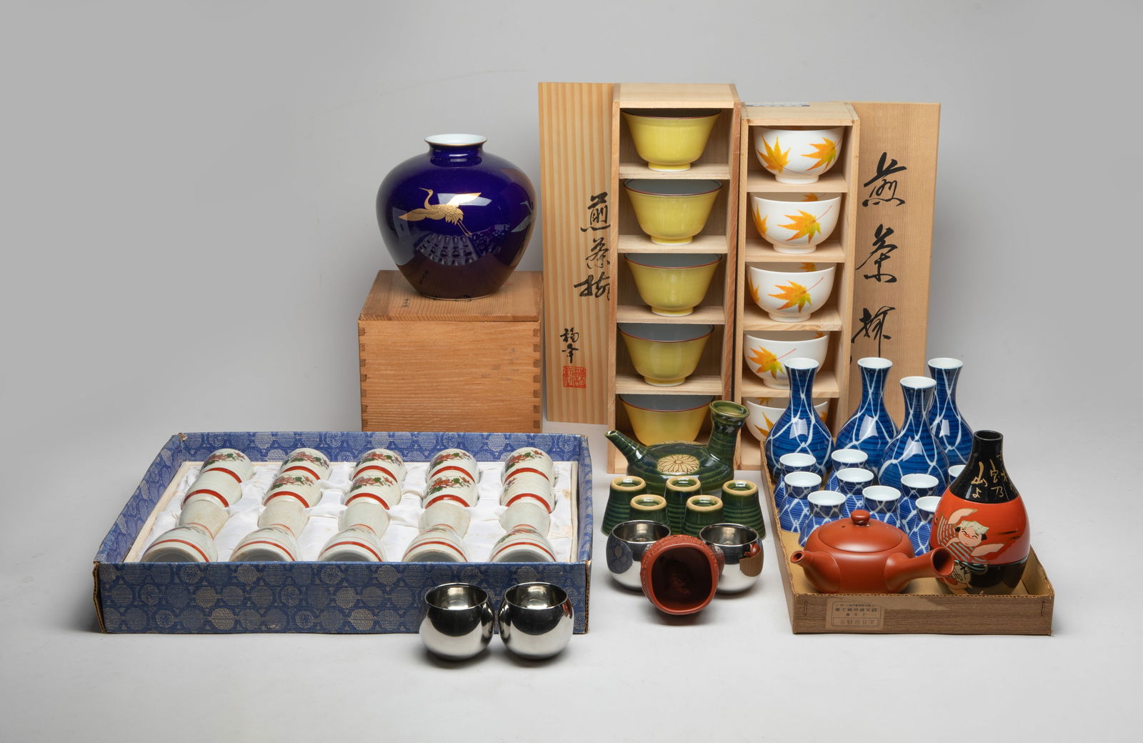 Estate Large Set Japanese Tea / Drinking Set: Collection of Japanese tea set and drinking set. Size varies.