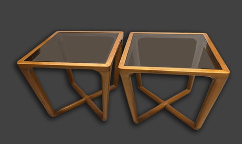 Mid-Century Art Wood Nightstand Tables