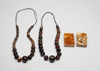 Estate Large Set Nature Amber Necklaces, Pendants