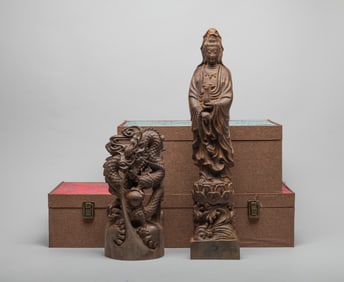 Two Chinese Export Agarwood Sculptures