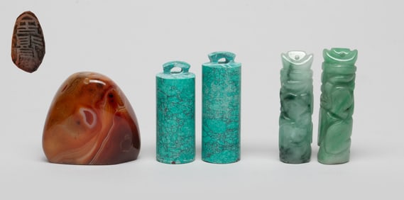 Chinese Jadeite, Cameo Agate, Stone Seals