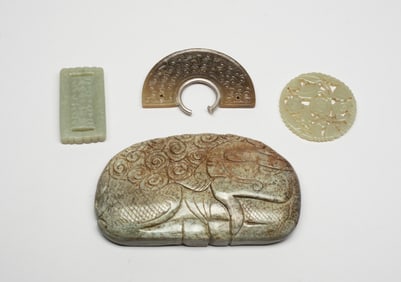 Estate Large Set Chinese Export Jade Pendants