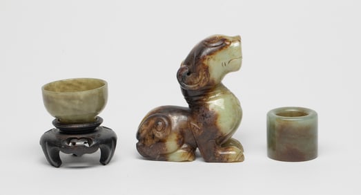 Set Chinese Export Jade Sculpture, Cup