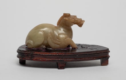 Chinese Russet Jade Horse on Stand