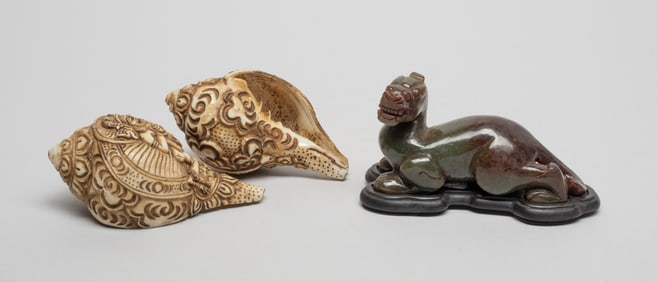 Estate Chinese Hard Stone, Shell Sculptures