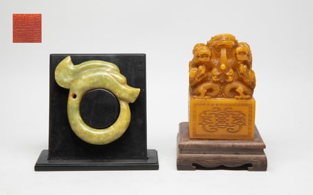 Two Chinese Export Stone Sculptures