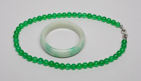 Chinese Export Colored Necklace, Bangle