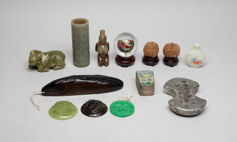 Estate Large Set Chinese Jade, Stone & Decors