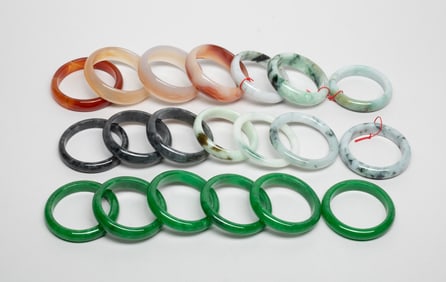 Chinese Export Colored Stone Bangles