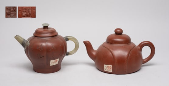 Estate Two Chinese Yixing Zisha Tea Pots