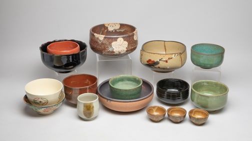 Vintage Japanese Stoneware Bowls, Tea Bowls