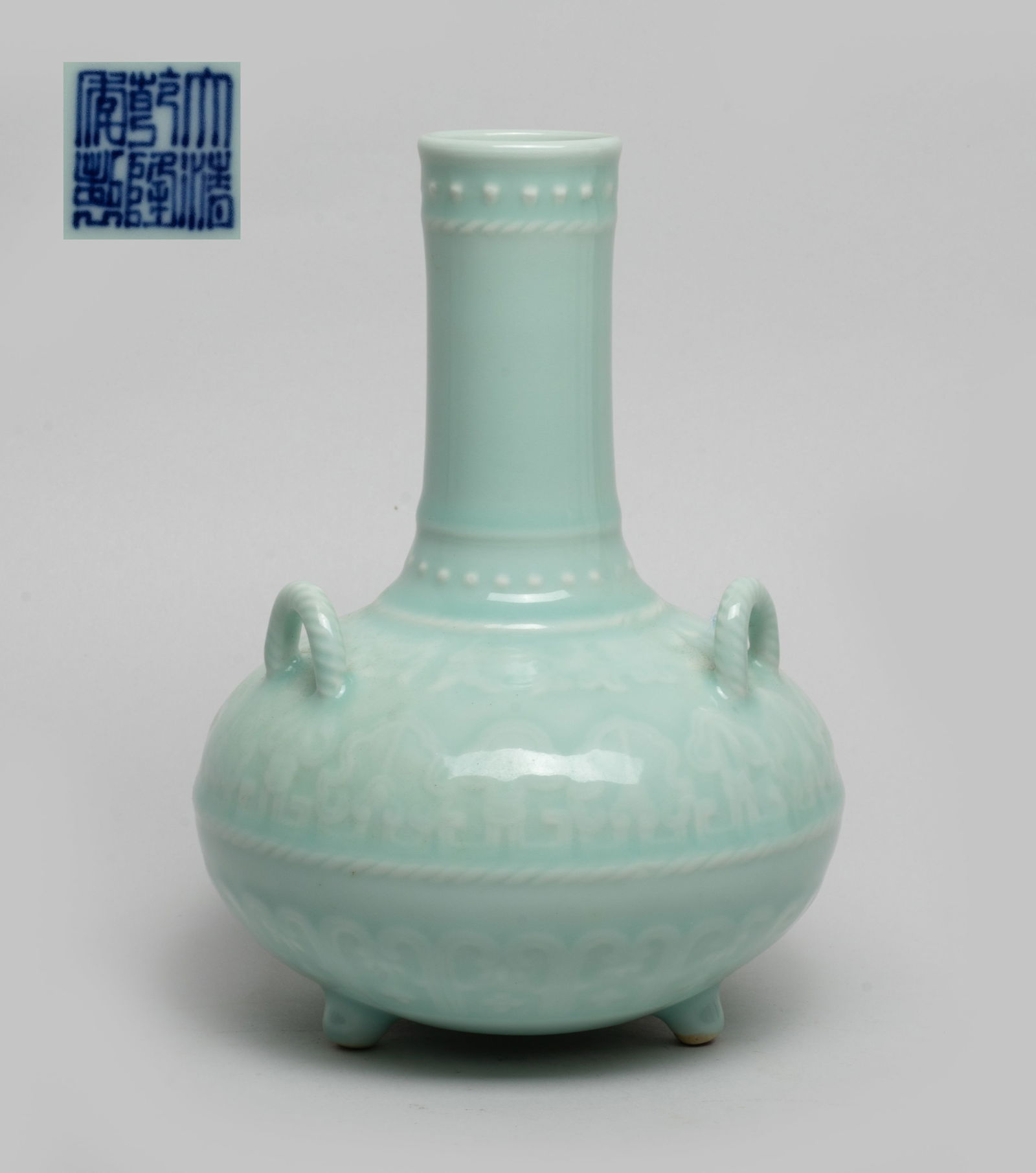 Chinese Blue Glazed Porcelain Cabinet Vase (1 of 9)