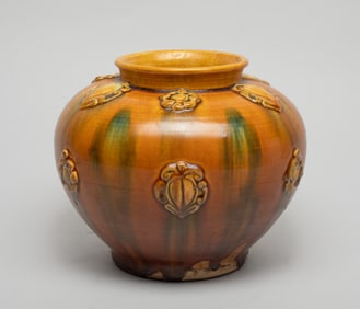 Chinese Sanchai Stoneware Jar