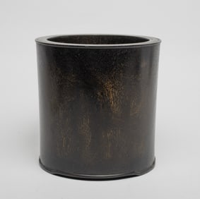 Estate Chinese Heavy Wood Brush Pot