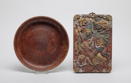Two Chinese Export Wood Carvings