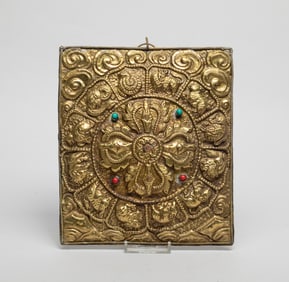Tibetan Gilt Bronze Hanging Plaque