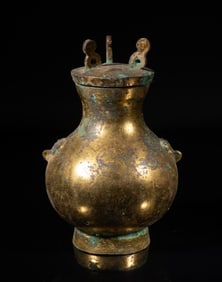 Chinese Gilt Bronze Covered Vase