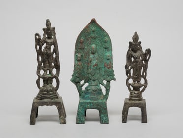 Estate Set Chinese Bronze Sculptures of Buddha