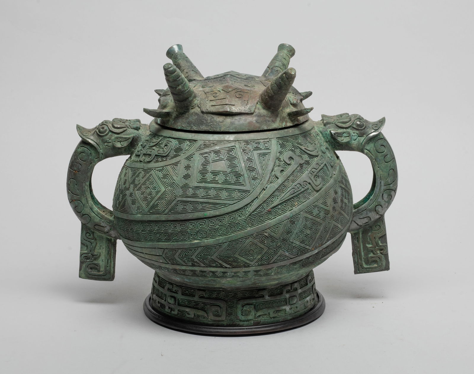 Estate Large Chinese Bronze Covered Pot (1 of 14)
