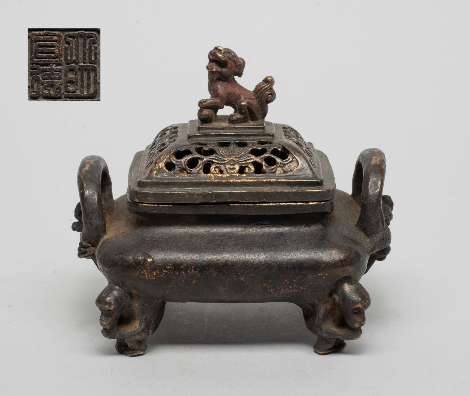 Chinese Painted Bronze Cabinet Censer (1 of 10)