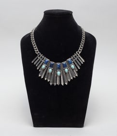 Designed Lapis & Turquoise Like Cathedral Necklace